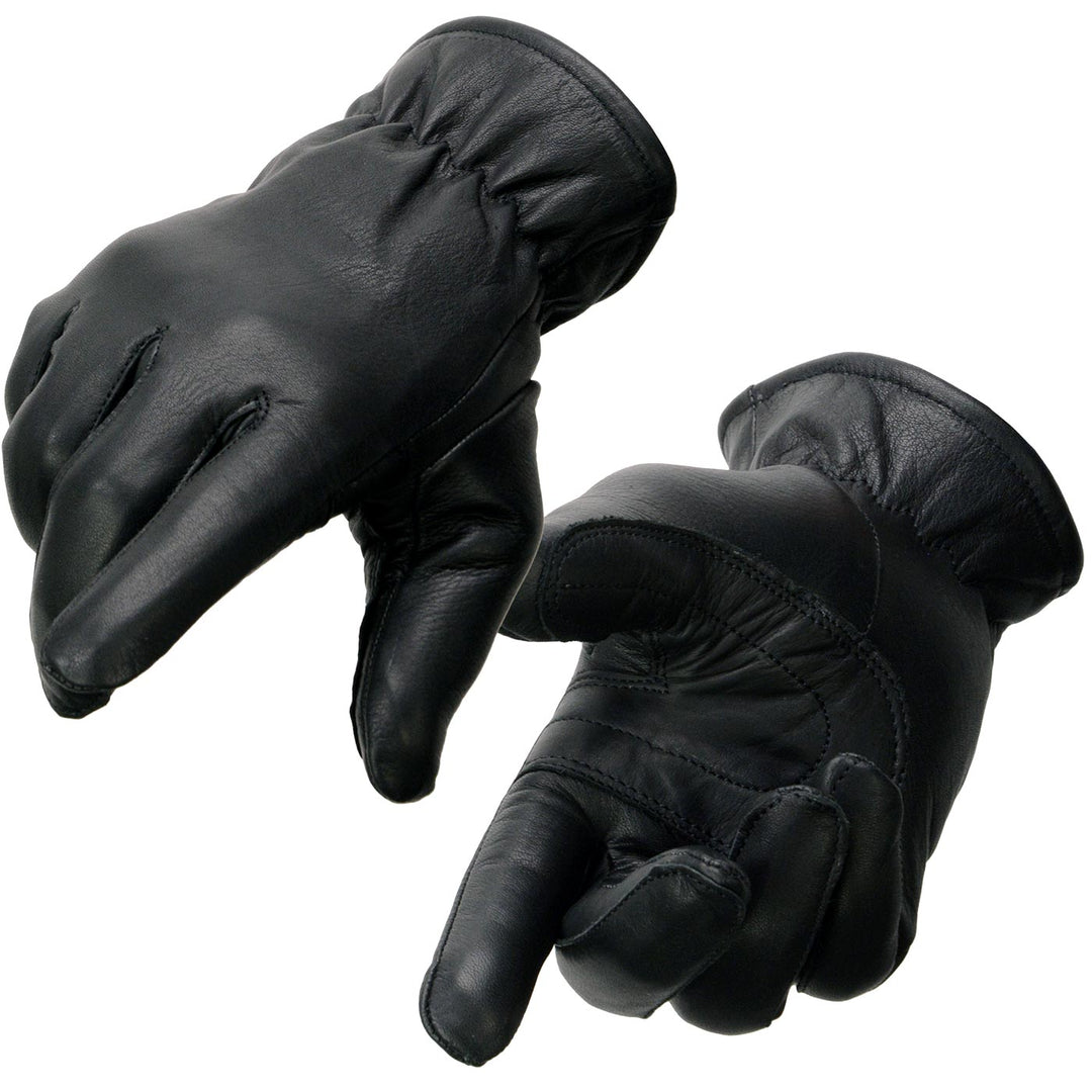 Milwaukee Leather MG7715 Women's Black Leather Thermal Lined Motorcycle Gloves w/ Cinch Wrist Closure
