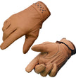 Milwaukee Leather MG7760 Women's Saddle Leather Gel Palm Lightweight Motorcycle Hand Gloves W/ Stylish ‘Wrist Detailing’