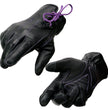 Milwaukee Leather MG7771 Women's Black/ Purple ’I - Touchscreen Compatible’ Laced Wrist Motorcycle Hand Gloves W/ Gel Palm