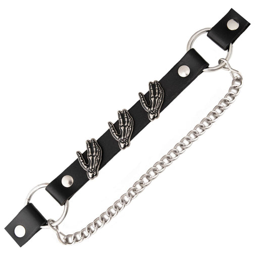 Milwaukee Leather Silver Skeleton Hand Emblem Boot Chain with Adjustable Strap – MLA3006