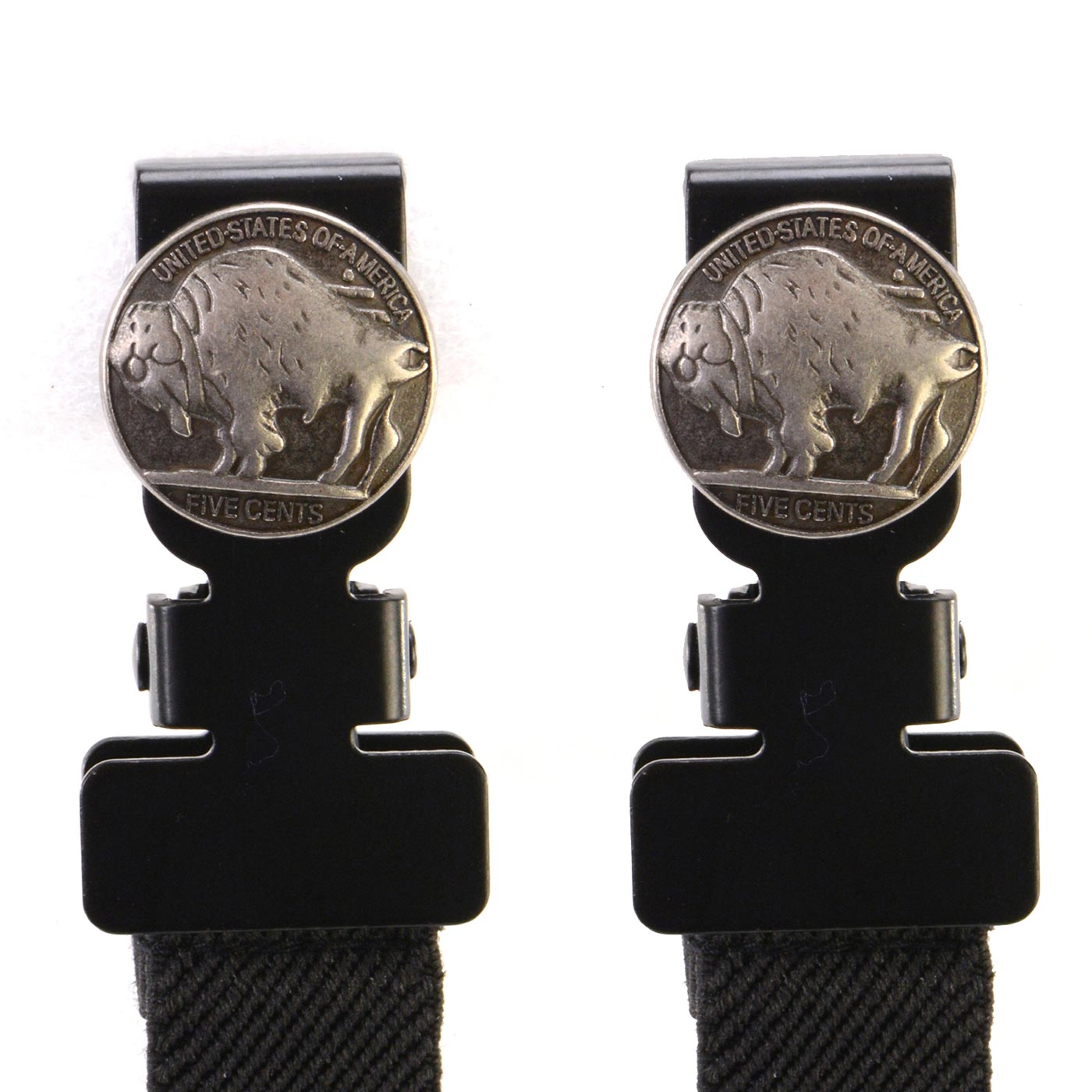 Milwaukee Leather MLA4008 Motorcycle Biker Buffalo Nickel Emblem Elastic Bungee Clips for Chaps or Pants (Set of 2)