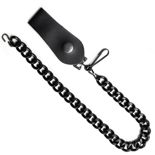 Milwaukee Leather MLC78961 Black Metal Anti-Theft 14 Inch Wallet Chain with Snap-On Belt Loop and Key Holder