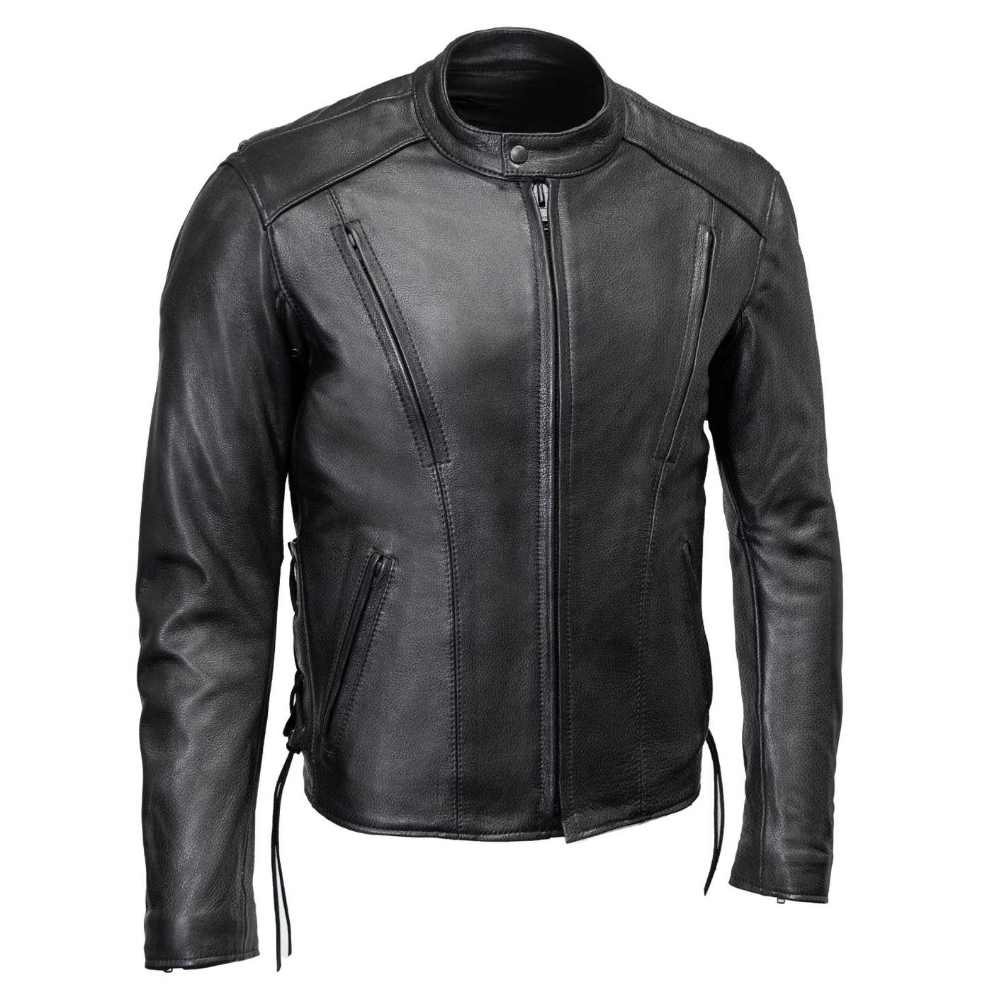 Milwaukee Leather USA MADE MLJKM5002 Men's Black Air Stream Vented Premium Leather Motorcycle Jacket with Side Laces