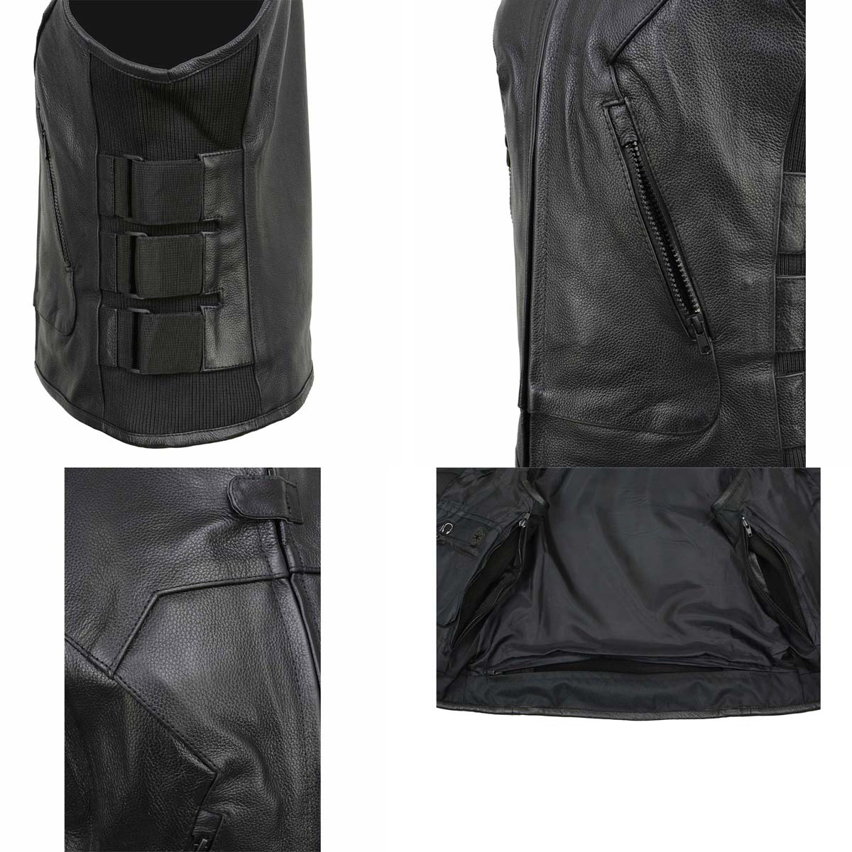 Milwaukee Leather MLL4501 Women's Bullet Proof Style Swat Rider Leather Vest W/ Single Panel Back for Club Patches