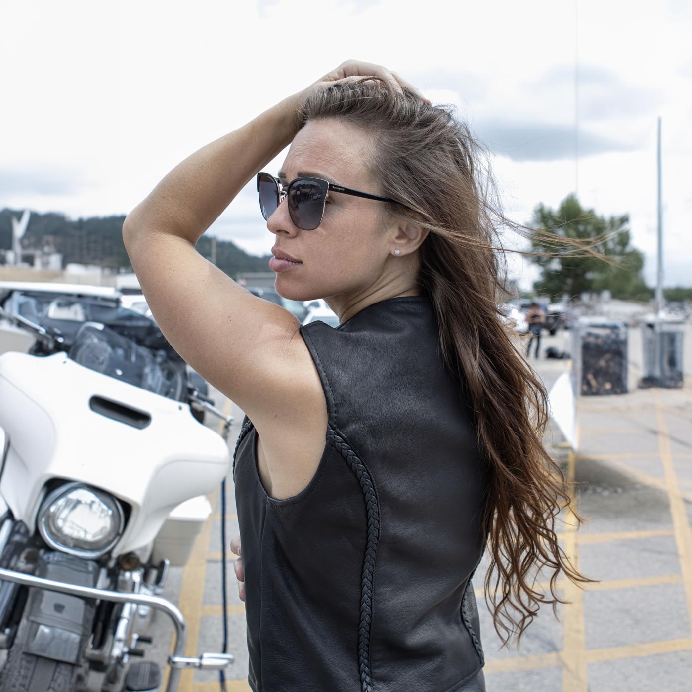 Milwaukee Leather SH1246Z Women's Black 'Braided' Classic Leather Zipper Front Motorcycle Vest