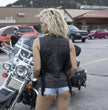 Milwaukee Leather MLL4565 Women's Black Fringed Leather Rivet Detail Side Buckle and Zipper Motorcycle Rider Vest