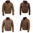 Milwaukee Leather MLM1511 Men's 'Vagabond' Vintage Crazy Horse' Brown Leather Jacket w/ Removable Hoodie
