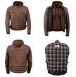 Milwaukee Leather MLM1518 Men's 'Scoundrel' Vintage Crazy Horse Brown Leather Jacket w/ Removable Hoodie