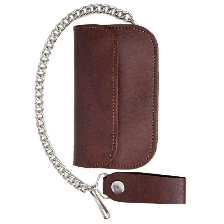 Milwaukee Leather Antique Brown Leather Biker Flap Chain Wallet, MLW7846