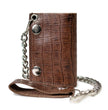 Milwaukee Leather Brown Leather Crocodile-Stamped Tri-Fold Wallet, MLW7849