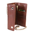 Milwaukee Leather Men's 7-Inch Antique Brown Leather Tri-Fold Biker Wallet w/ Swivel Trigger Clip & Chain MLW7888