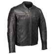 Milwaukee Motorcycle Clothing Co. Men's Contender Scooter Style Black Premium Leather Jacket MMC10001