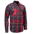 MMCC Men's Scorpion Red Black White Plaid Long Sleeve Flannel Shirt - Button-Up - MMC11601