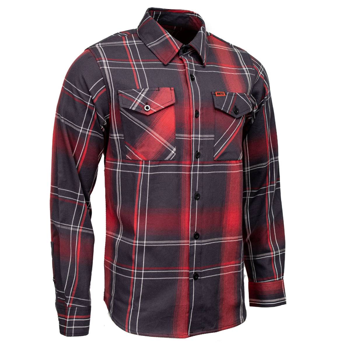 MMCC Men's Scorpion Red Black White Plaid Long Sleeve Flannel Shirt - Button-Up - MMC11601