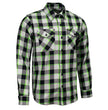 MMCC Men's Radioactive Black Gray Green Plaid Long Sleeve Flannel Shirt - Button-Up - MMC11602