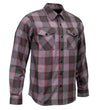MMCC Men's The Shadow Grey Red Plaid Flannel Shirt - 100% Cotton with Microfiber Wipe Panel - MMC11603
