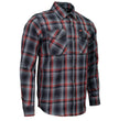 MMCC Men's Eclipse Grey Black Red Plaid Flannel Shirt - 100% Cotton with Microfiber Wipe Panel -MMC11605