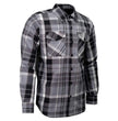 MMCC Men's Mastodon Grey Black White Plaid Flannel Shirt - 100% Cotton with Microfiber Wipe Panel - MMC11606