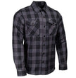 MMCC Men's Smoke Screen Grey Black Plaid Flannel Shirt - 100% Cotton with Microfiber Wipe Panel - MMC11607