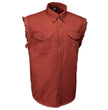 MMCC Men's Rustline Sleeveless Cut-Off Work Shirt - 100% Cotton, Dual Chest Pockets, Button Front