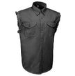 MMCC Men's Rustline Sleeveless Cut-Off Work Shirt - 100% Cotton, Dual Chest Pockets, Button Front