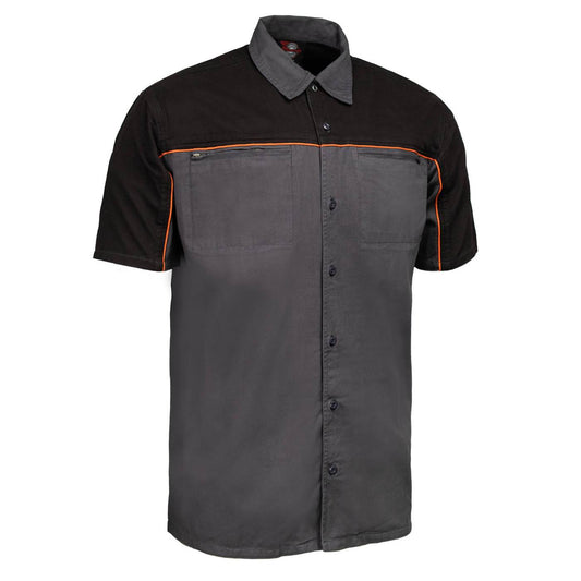 MMCC Men's Reveline Classic Mechanic Shirt - 100% Cotton - 2 Chest Zipper Pockets - Microfiber Panel
