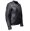 Milwaukee Motorcycle Clothing Co. Women’s Rebel Scooter Style Black Leather Biker Jacket w/ Mandarin Collar MMC20002