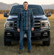 MMCC The Kraken Men's Blue Teal Orange Plaid Flannel Shirt - 100% Cotton Long Sleeve Button-Up - MMC11600