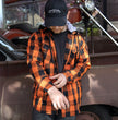 Milwaukee Leather MNG11642 Men's Flannel Plaid Orange and Black Long Sleeve Cotton Button Down Shirt w/ Hoodie