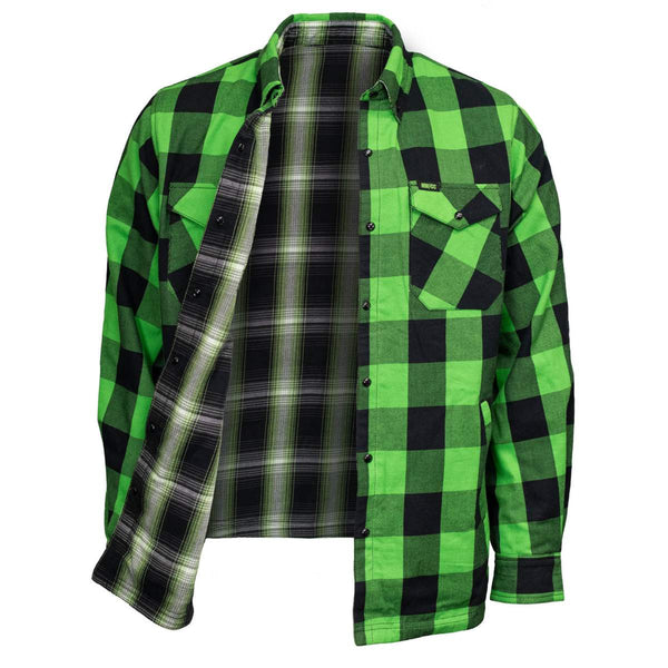 MMCC Men's 'Sidewinder' Reversible Flannel Shirt - 100% Cotton Snap Front Plaid w/ Chest and Hand Pockets - MNG11801