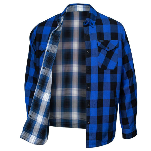 MMCC Men's 'Maverick' Reversible Flannel Shirt - 100% Cotton Snap Front Plaid w/ Chest and Hand Pockets - MNG11802