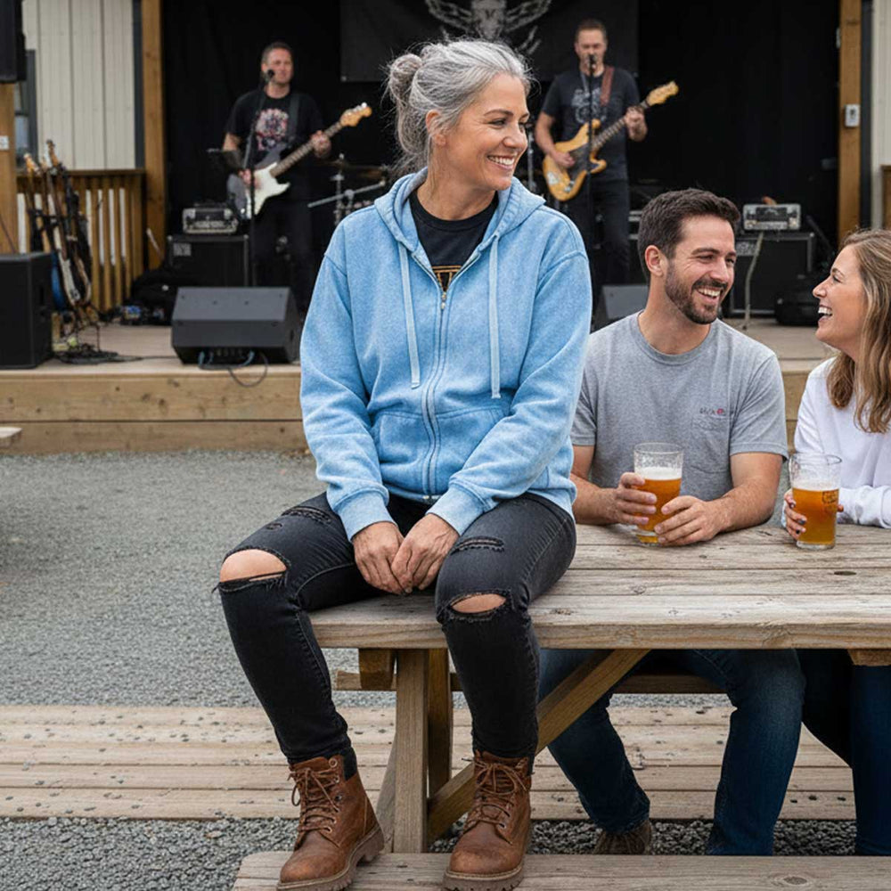 Milwaukee Leather MNG21621 Women's Distressed Blue Sweatshirt Full Zip Up Long Sleeve Casual Hoodie - with Pocket