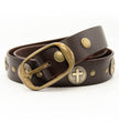 Milwaukee Leather Men's Cross Circle Brown Leather Belt w/ Interchangeable Buckle - 1.5 inches Wide - MP7127
