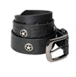 Milwaukee Leather Men's Frontier Star Black Leather Belt with Western Star Emblems  - 1.5 Inch Biker Belt - MP7135
