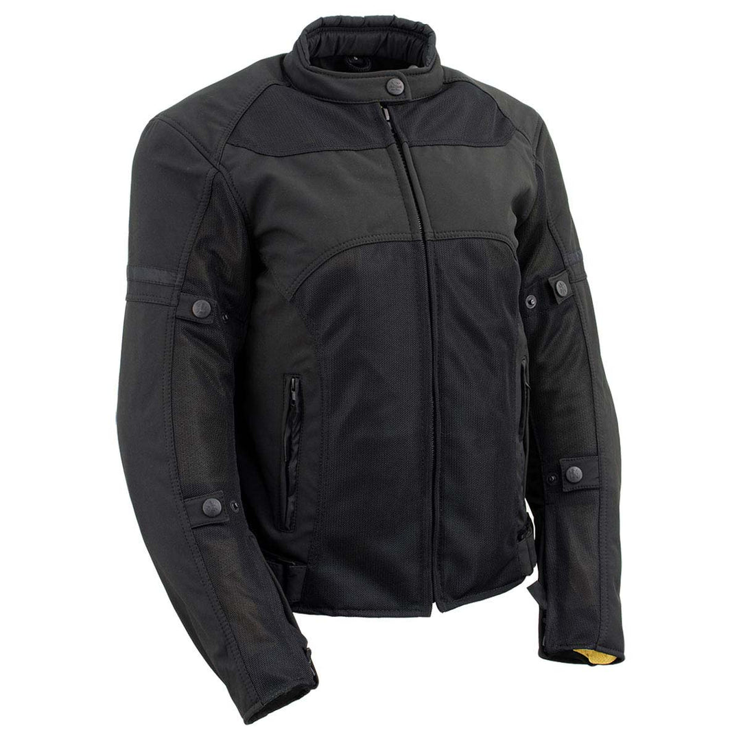 Milwaukee Leather Women's Cool Racer Black Textile Motorcycle Jacket w/ CE Armor - MPL22704