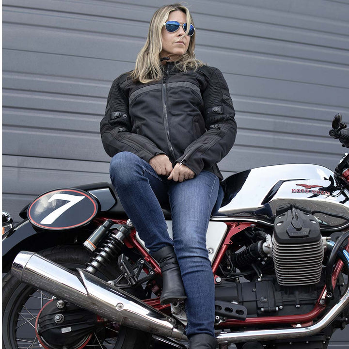 Milwaukee Leather MPL2775 Black Armored Textile Motorcycle Jacket for Women - All Season Jacket w/ Removable Liner