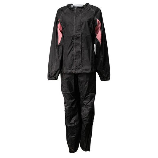 Milwaukee Leather MPL9607 Women's Black and Pink Water Resistant Rain Suit w/ Reflective Material and Hoodie