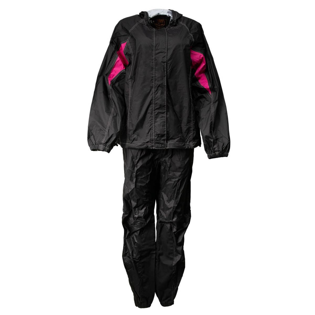 Milwaukee Leather MPL9607 Women's Black and Fuchsia Water Resistant Rain Suit w/ Reflective Material and Hoodie