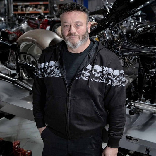 MMCC Men’s Bare Bones Hoodie – Reflective Skull Graphics Front & Back, Full Zip, 100 % Cotton, MPM1681