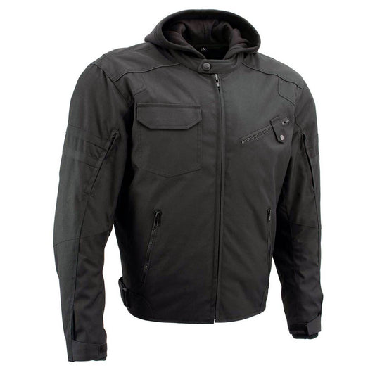 Milwaukee Leather Men's Flight 1300D Nylon Motorcycle Jacket with CE Armor and Removable Hoodie - MPM17017