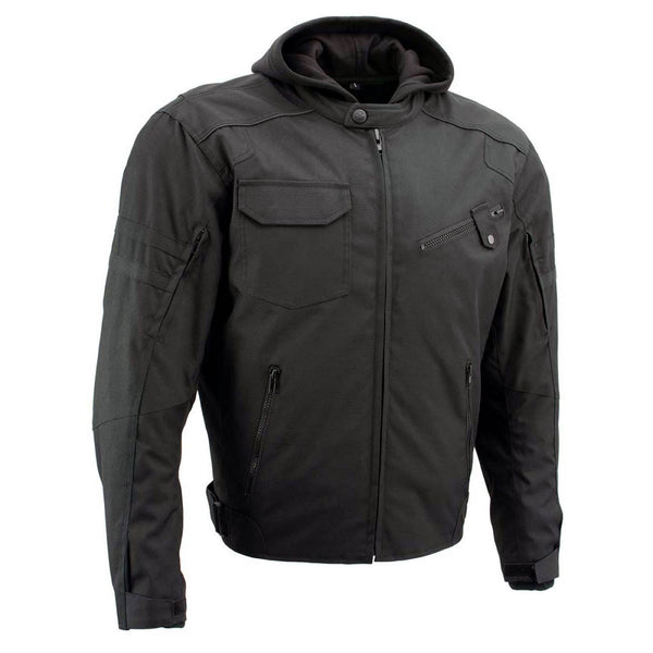 Milwaukee Leather Men's Flight 1300D Nylon Motorcycle Jacket with CE Armor and Removable Hoodie - MPM17017