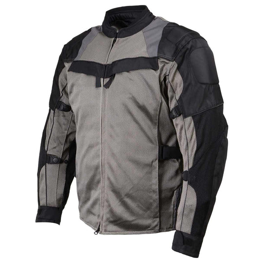 Milwaukee Leather Men's Venture Dark Grey/Black Textile Motorcycle Jacket w/ CE Armor - MPM17032