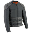 Milwaukee Leather MPM1755 Men's 'Assault Style' Black Leather and Textile M/C Jacket