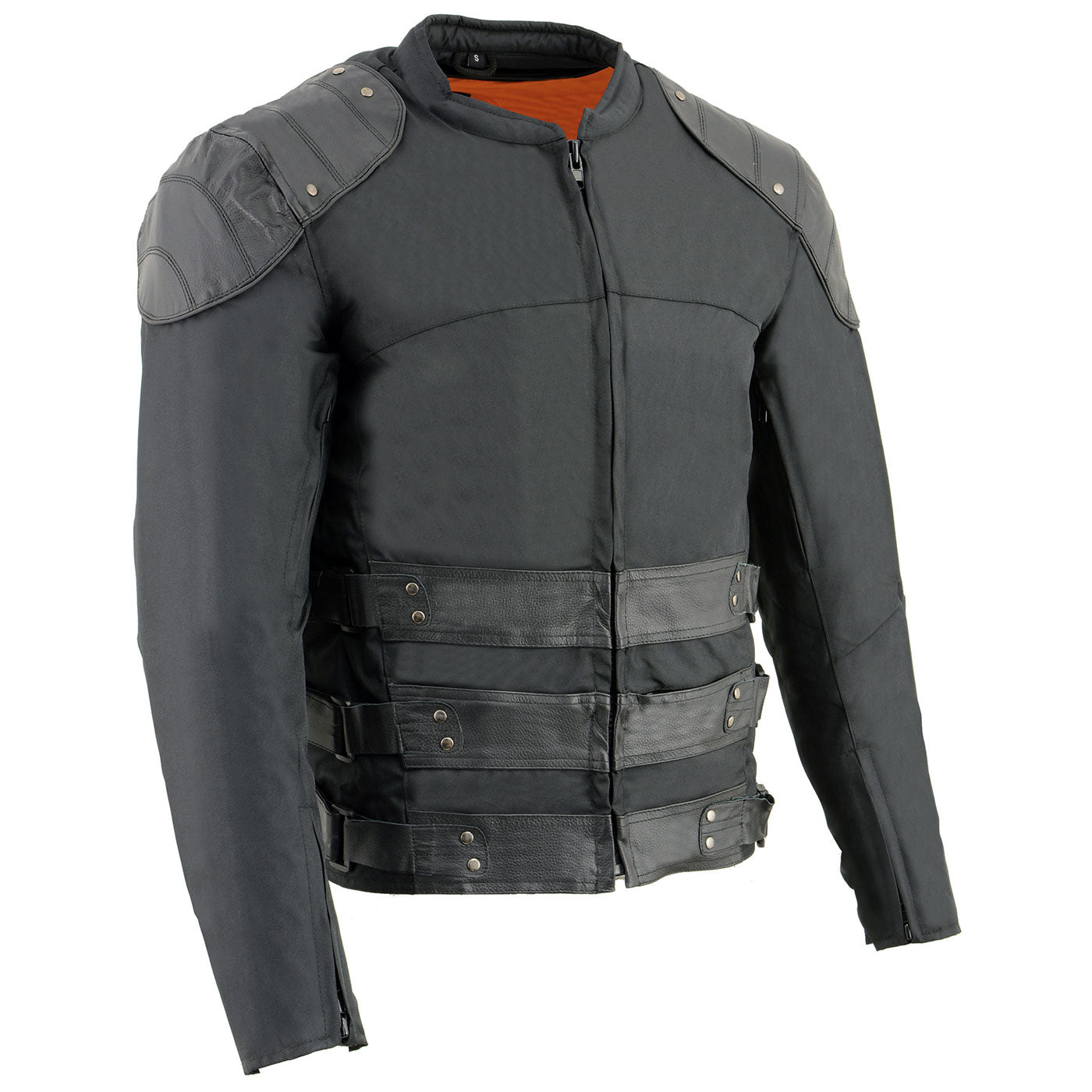 Milwaukee Leather MPM1755 Men's 'Assault Style' Black Leather and Textile M/C Jacket