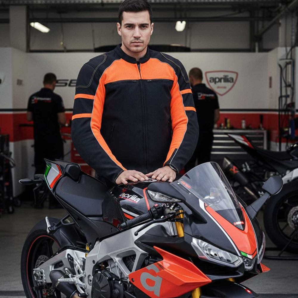 Milwaukee Leather Men's Black and Orange CE Armored All Season Textile Motorcycle Riding Jacket  - MPM1791