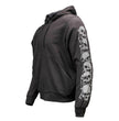 Milwaukee Leather Men's Bare Bones Black Reflective Skull CE Armored Riding Hoodie, Shoulder and Elbow Armor - MPM1797