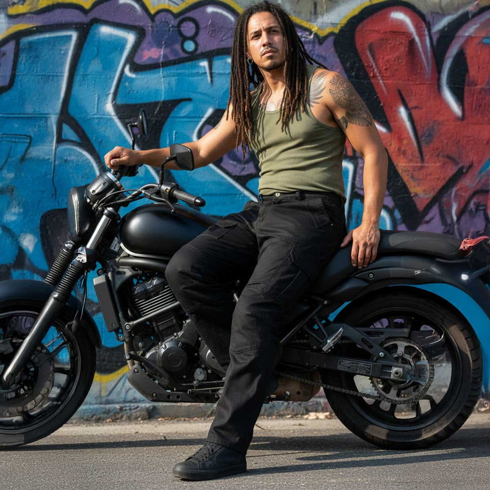 Milwaukee Leather MPM5590 Men's Black CE Armored Cargo Jeans Pants Reinforced w/ Aramid by DuPont Fibers