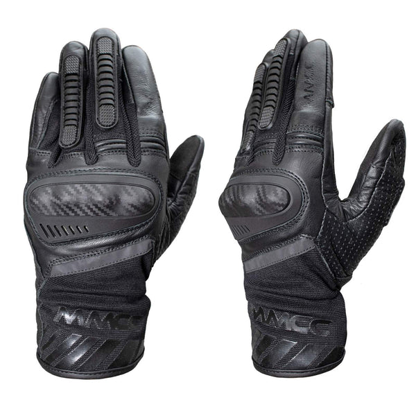 MMCC V-Pro Black Extended-Cuff Motorcycle Riding Gloves - MRG7301