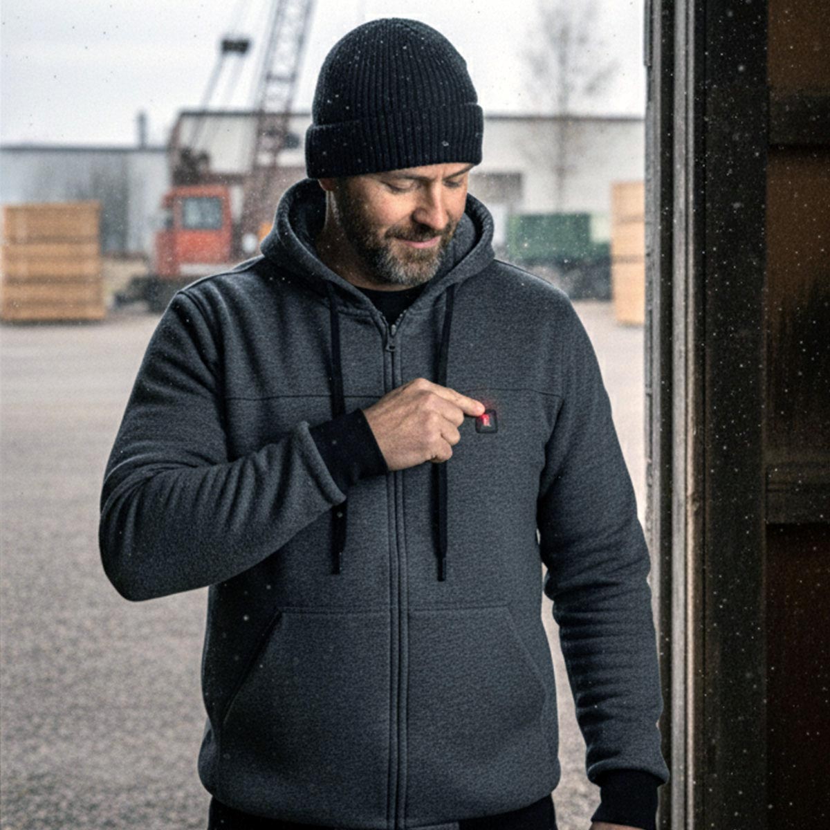 Nexgen Heat Men’s Grey Heated Hoodie Jacket – Winter Motorcycle Riding Gear for Cold Outdoors MPM1713SET