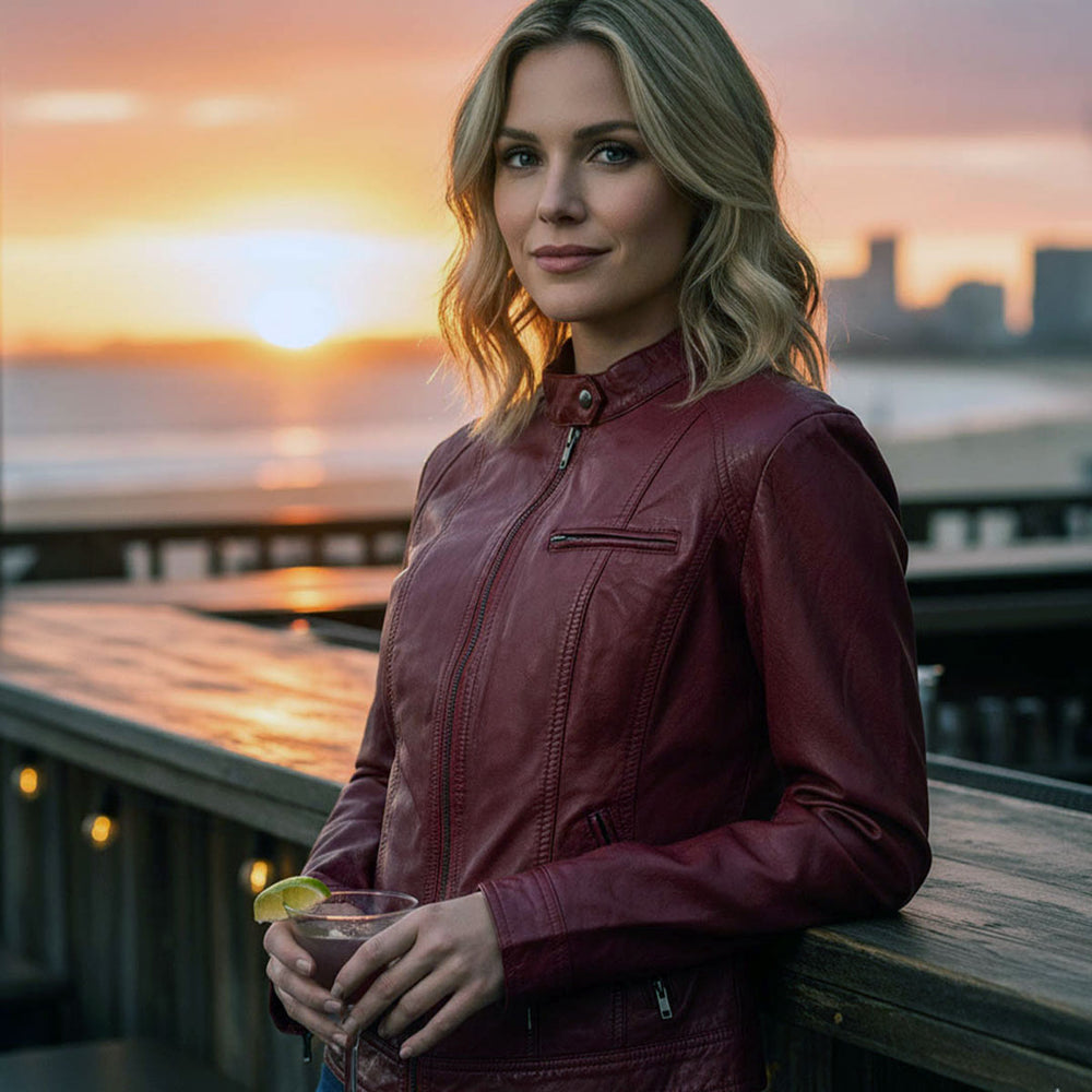 Milwaukee Leather Vintage SFL2811 Women's Red Zipper Front Motorcycle Casual Fashion Leather Jacket